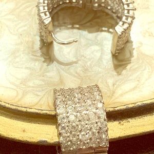 926 Silver Large Huggies 5 Row CZ - missing stem